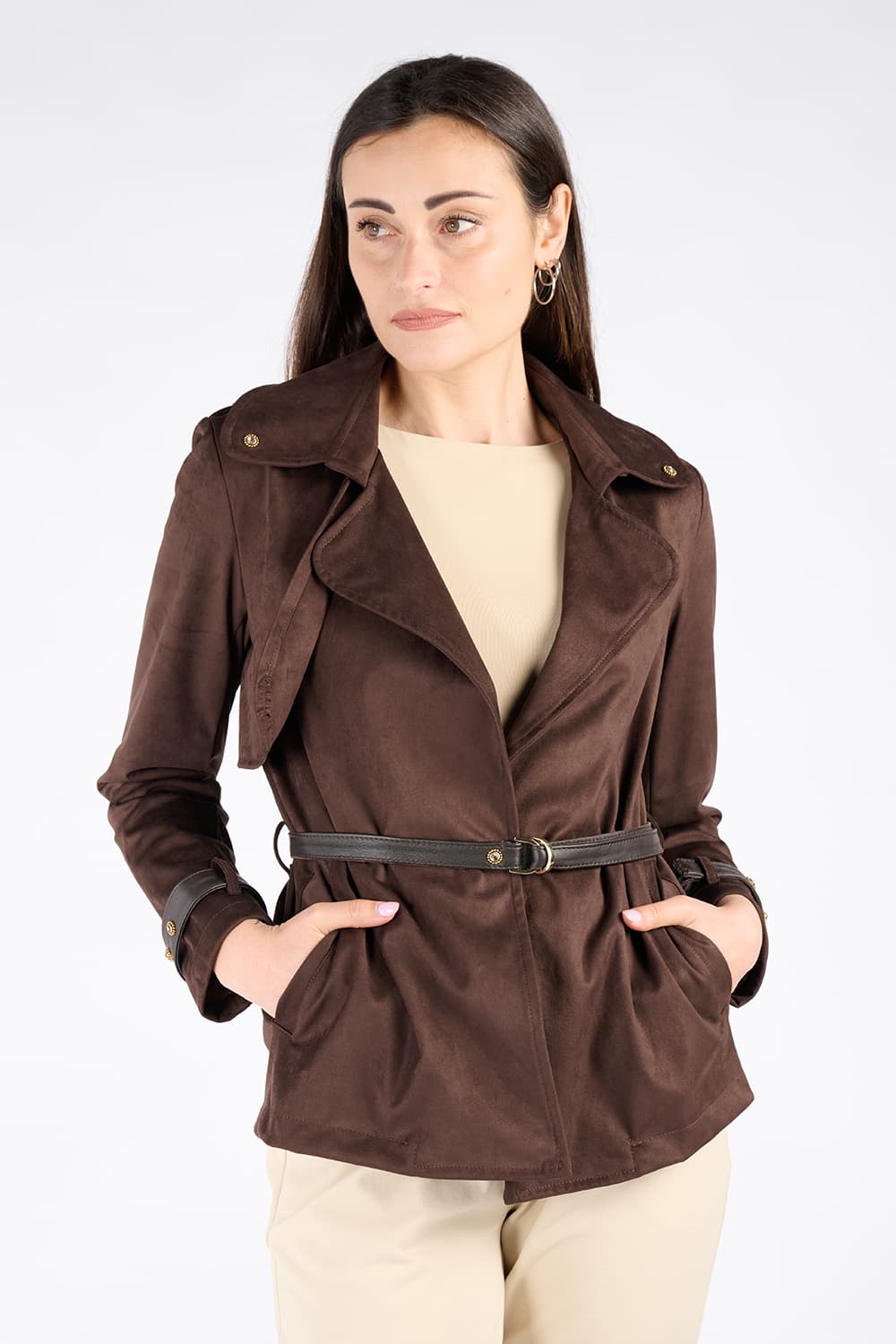 Trench Corto Alcantara 100% Made in Italy - Barone Firenze