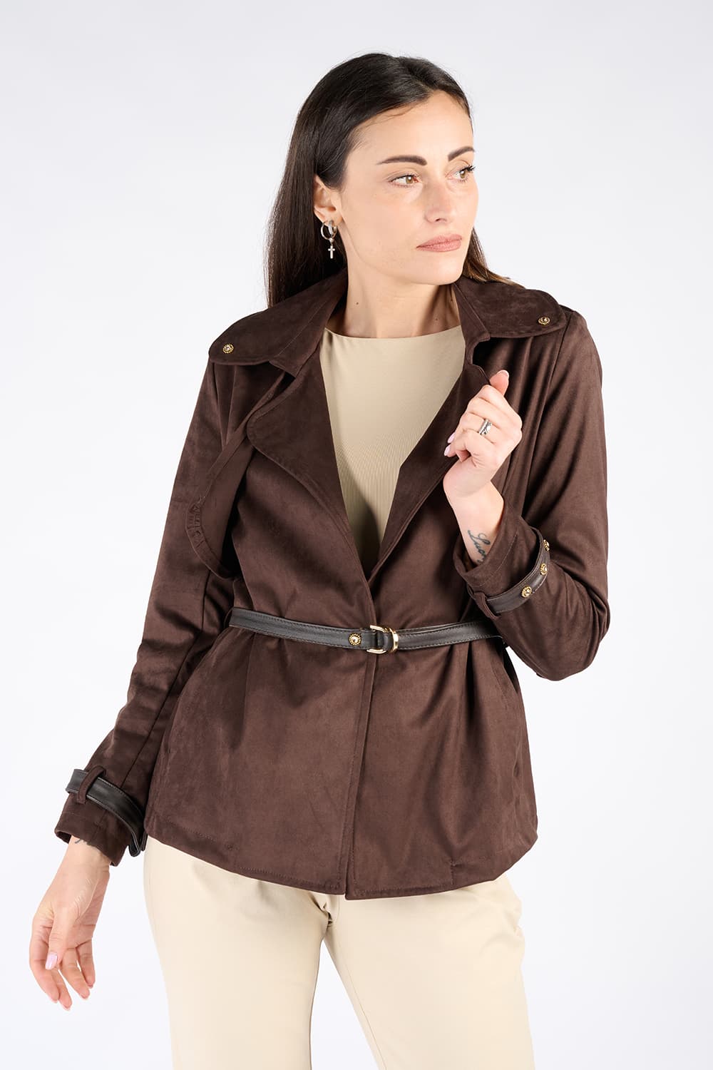 Trench Corto Alcantara 100% Made in Italy - Barone Firenze