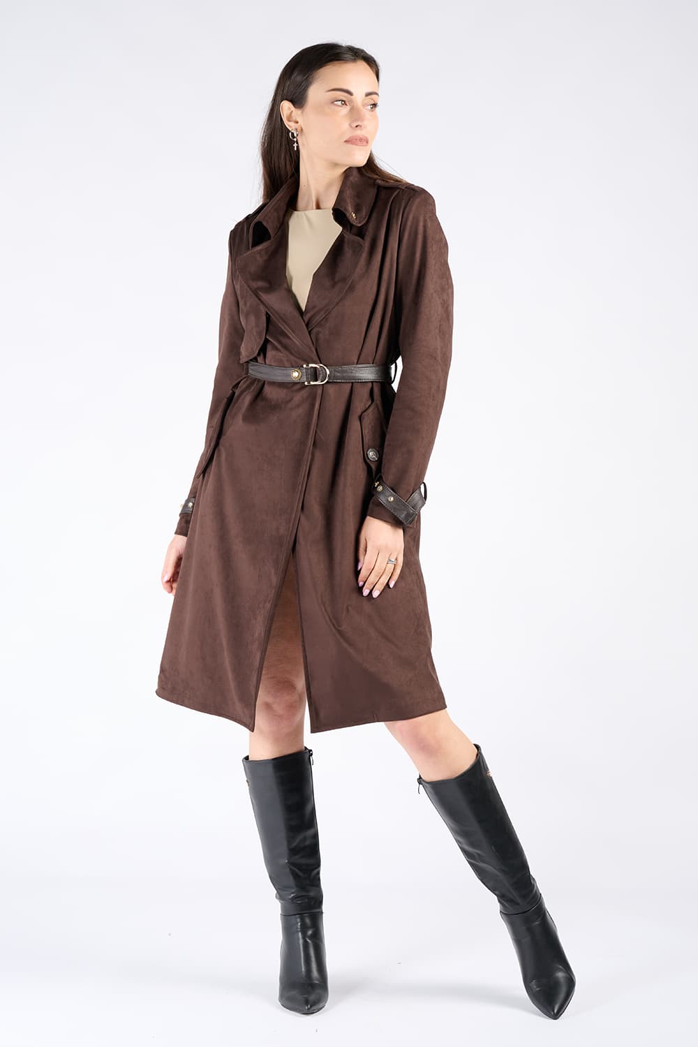 Trench Lungo Alcantara 100% Made in Italy - Barone Firenze