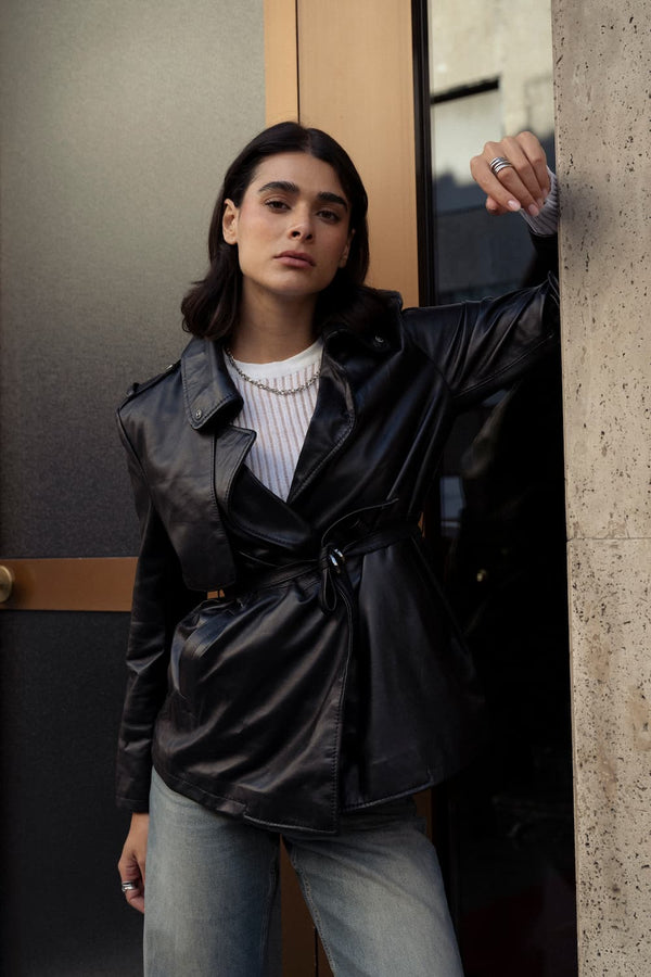 Trench Corto Donna 100% vera pelle Made in Italy - Barone Firenze