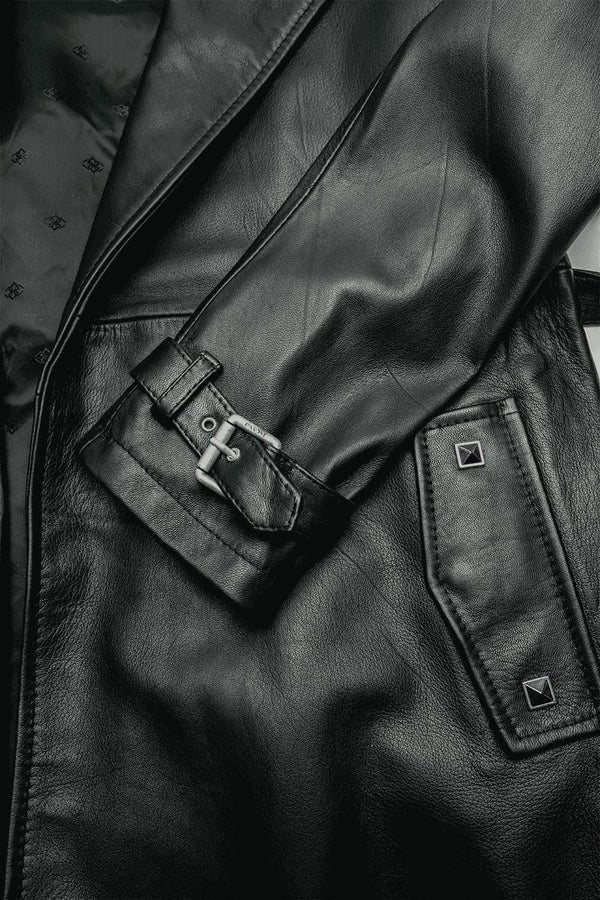 Trench donna Nero 100% vera pelle Made in Italy - Barone Firenze