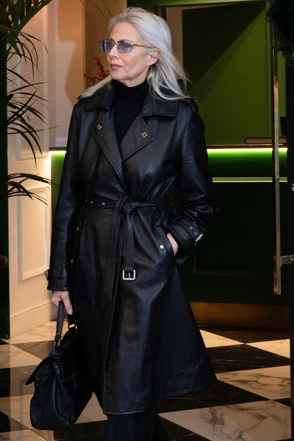 Trench donna Nero 100% vera pelle Made in Italy - Barone Firenze