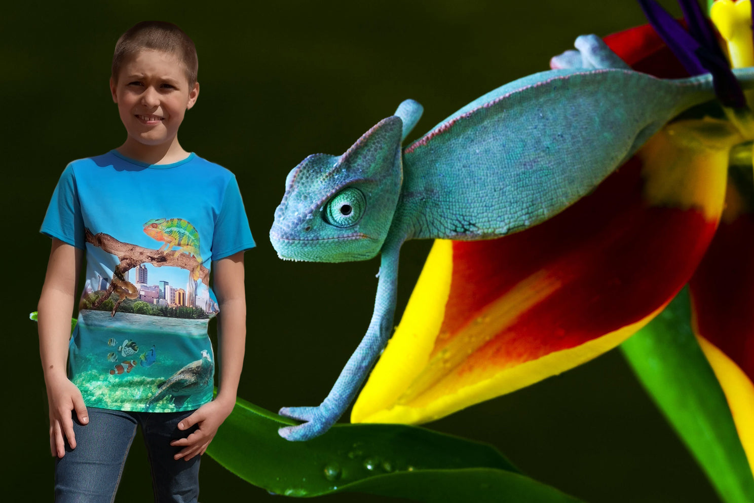 Chlapecké tričko IKAB – Chameleon a podvodní svět