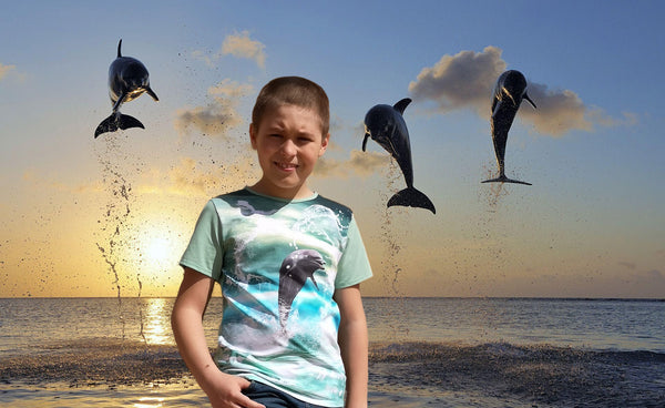 Boys' Dolphin T-Shirt in Mint IKAB