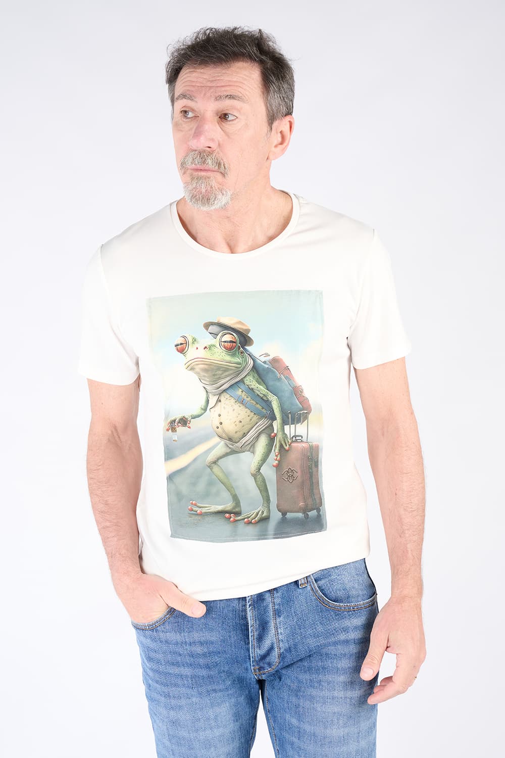 T-shirt Rana bianca Uomo 100% Made in Italy - Barone Firenze