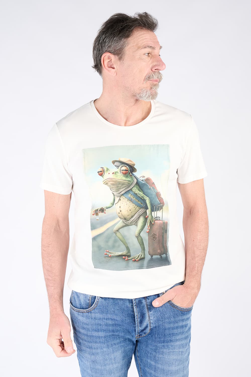 T-shirt Rana bianca Uomo 100% Made in Italy - Barone Firenze