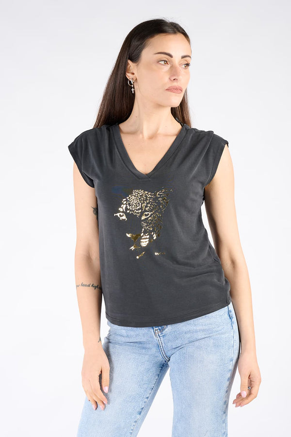 T-shirt Leopardo Donna 100% made in Italy - Barone Firenze