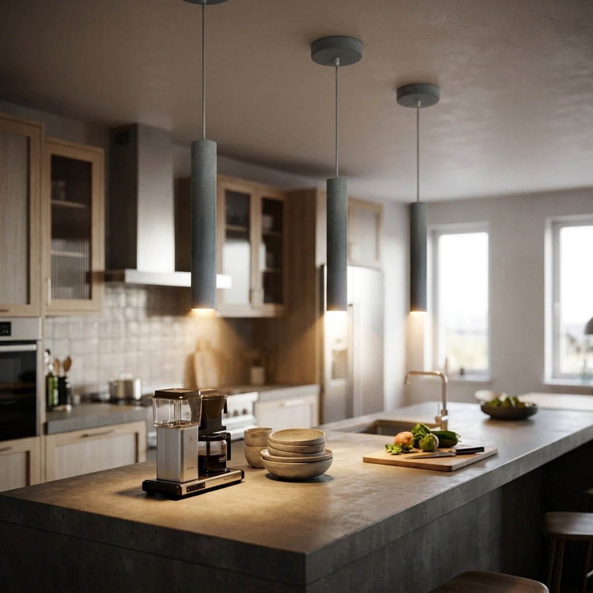De grijze Tubo hanglamp heeft een robuust metalen ontwerp. Perfect voor een industriële sfeer in jouw interieur.
