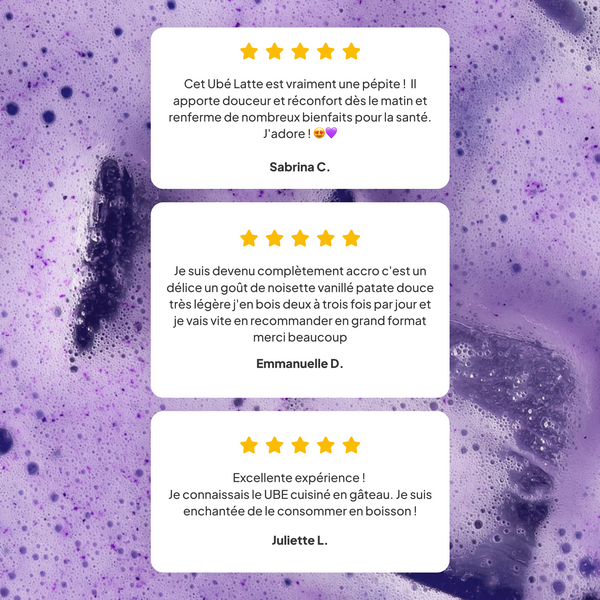 3 avis 5 étoiles sur l'ube latte nümorning