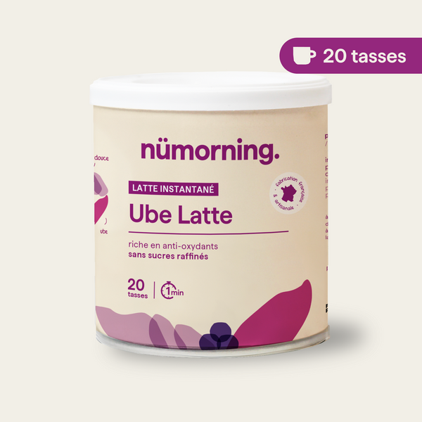 Pot d'ube latte bio en poudre nümorning, en format 20 tasses