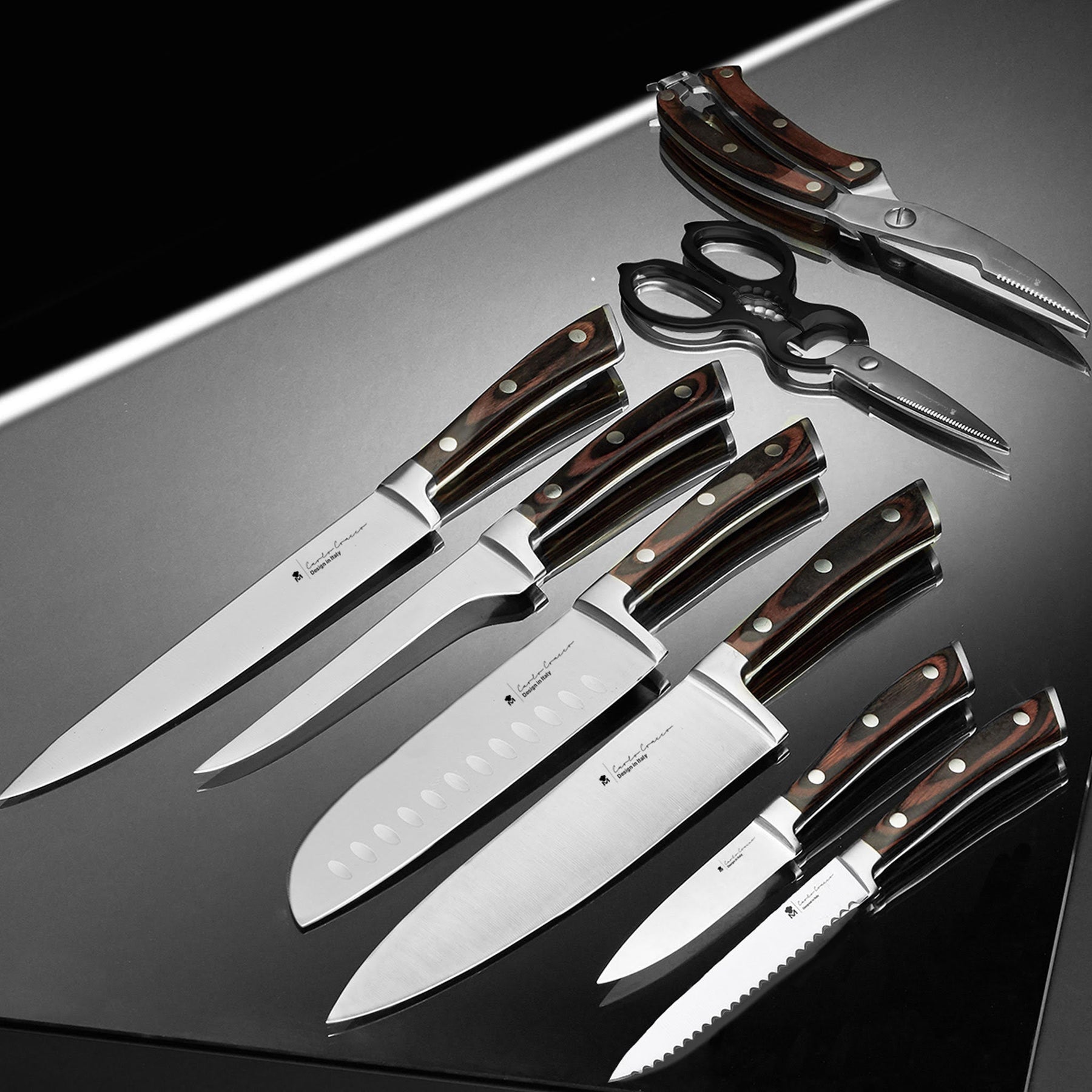 MASTERPRO - SET OF STAINLESS STEEL KITCHEN KNIVES WITH DOUBLE FORGING - CARLO CRACCO