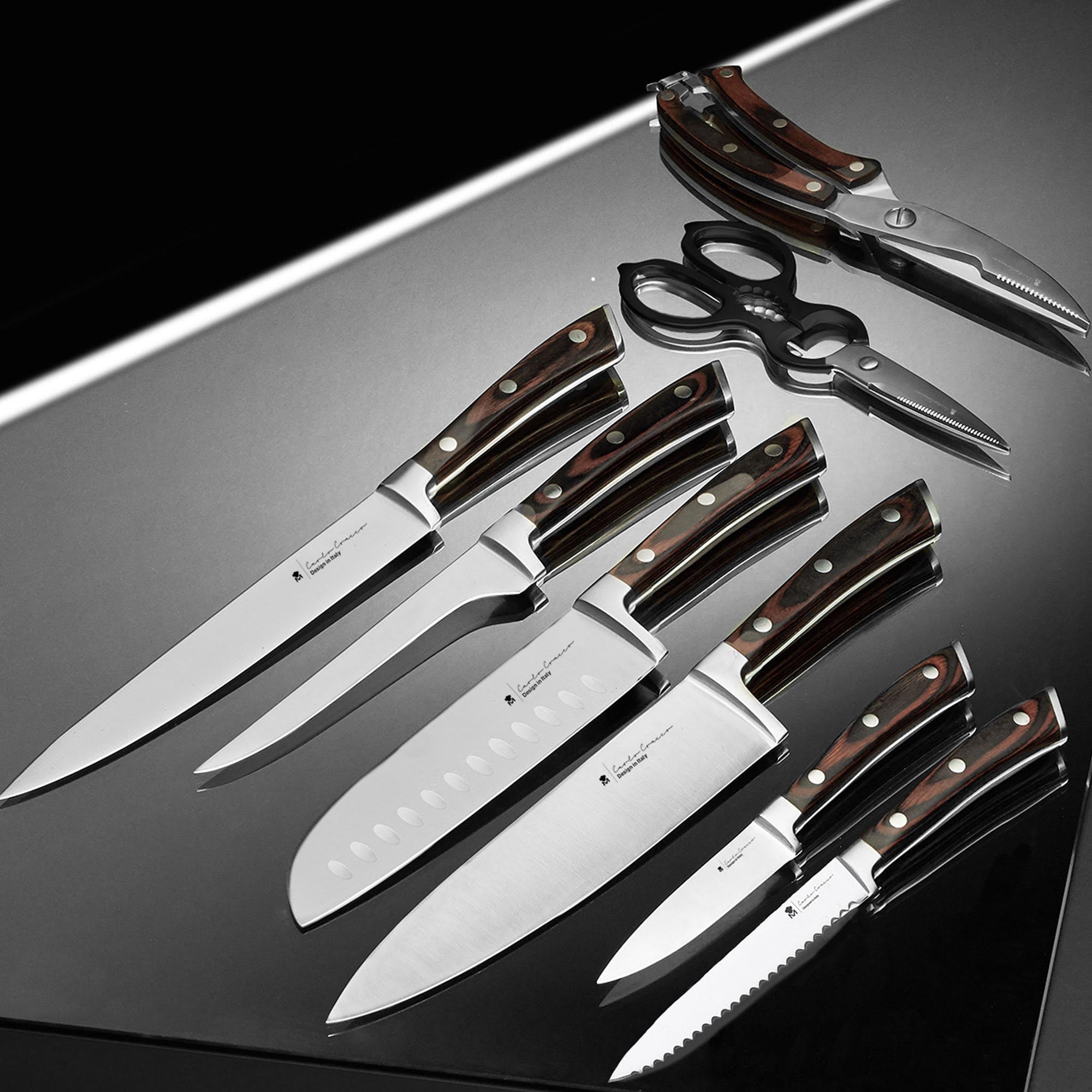 MASTERPRO - SET OF STAINLESS STEEL KITCHEN KNIVES WITH DOUBLE FORGING - CARLO CRACCO