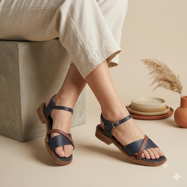 Valeria Blue Sandal - Leather