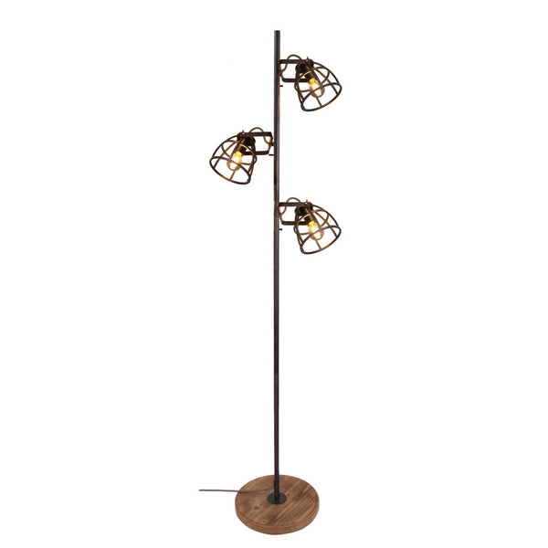 Deze moderne zwarte vloerlamp met drie verstelbare spots biedt veelzijdige verlichting.