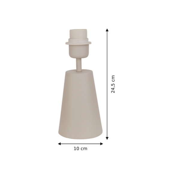 Maattekening met alle afmetingen in centimeters van Chericoni Lampenvoet Faro - Zand - 24.5 cm - Metaal - E27