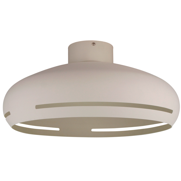 Een detailfoto van de moderne Striscia plafondlamp in crème.