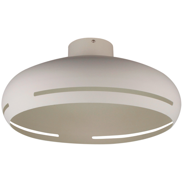 Detailfoto van de moderne plafondlamp Striscia in crème. Deze lamp voegt een stijlvolle touch toe aan elk interieur.