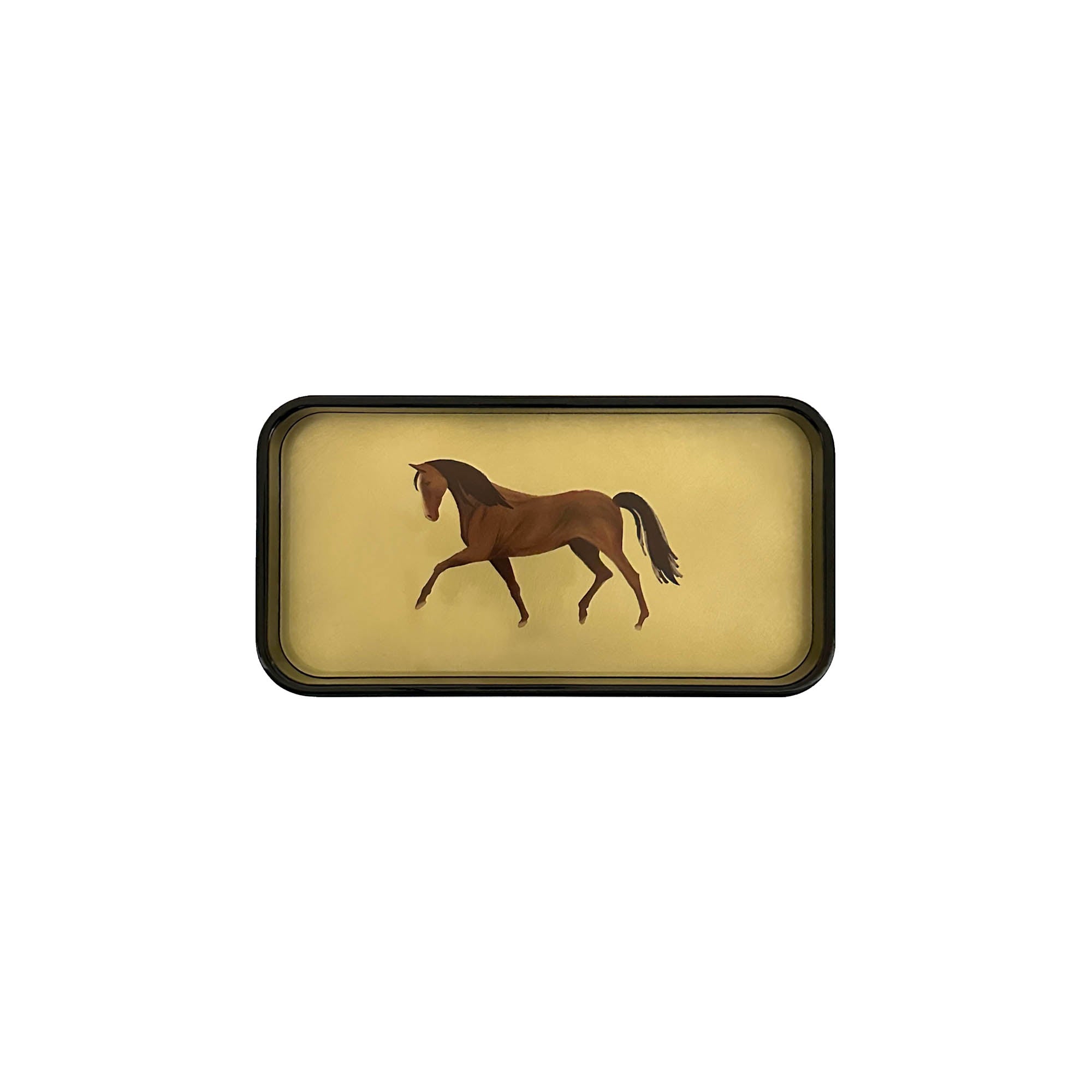 Petit plateau en laiton brillant en forme de cheval