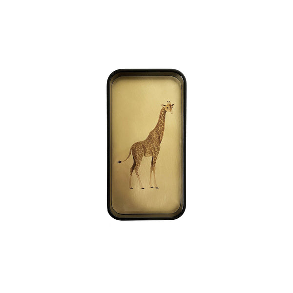 Vassoio in ottone lucido a forma di giraffa