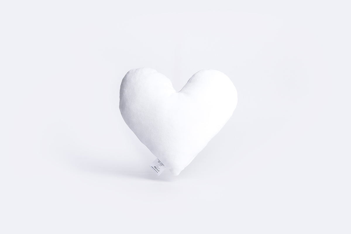 Cotton Velvet Decorative Heart Pillow - White