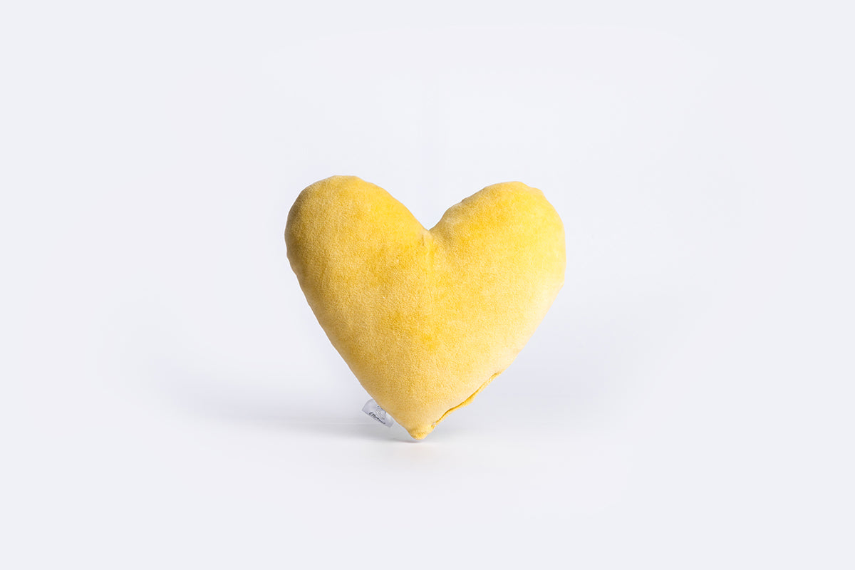 Cotton Velvet Decorative Heart Pillow - Mustard Yellow