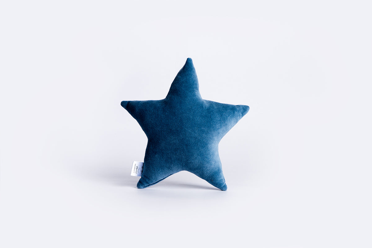 Cotton Velvet Decorative Star Cushion - Jeans Blue