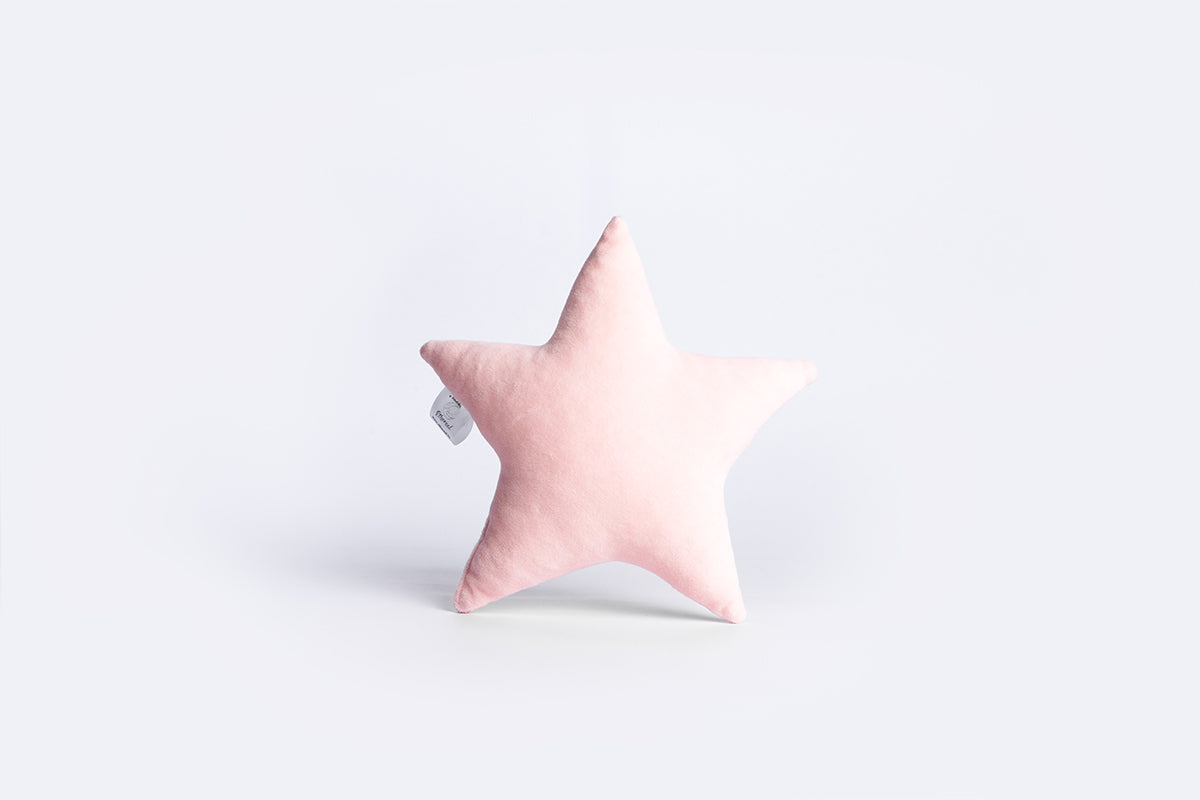Cotton Velvet Decorative Star Cushion - Soft Pink
