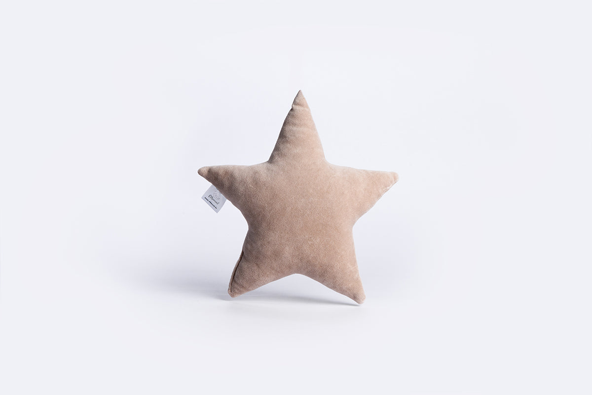 Cotton Velvet Decorative Star Cushion - Brown