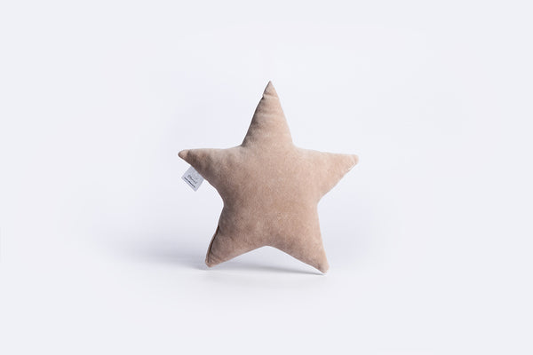 Cotton Velvet Decorative Star Cushion - Brown