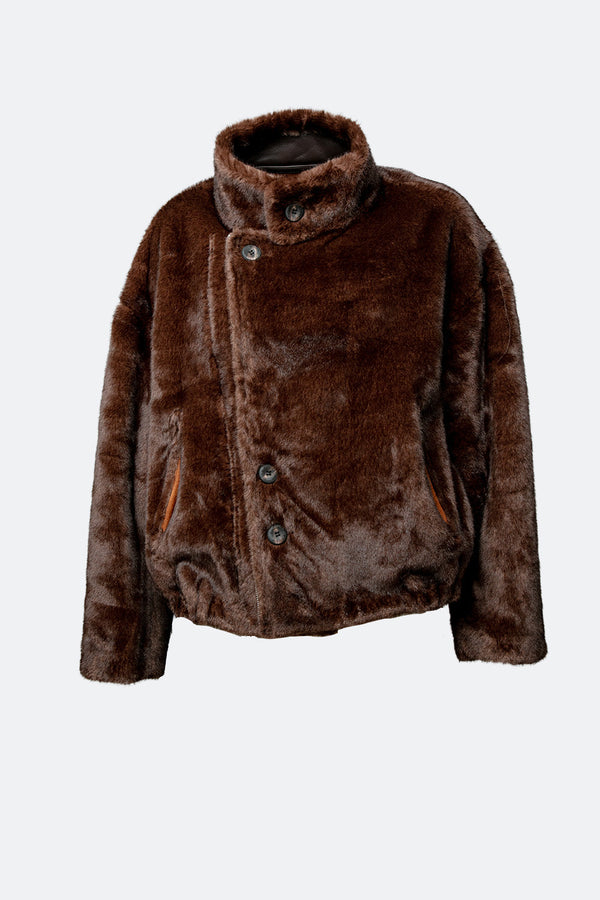 Viktoria Shearling Style Leather/Chocolate