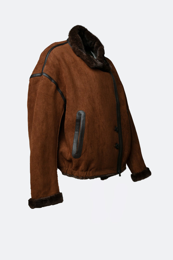 Viktoria Shearling Style Leather/Chocolate