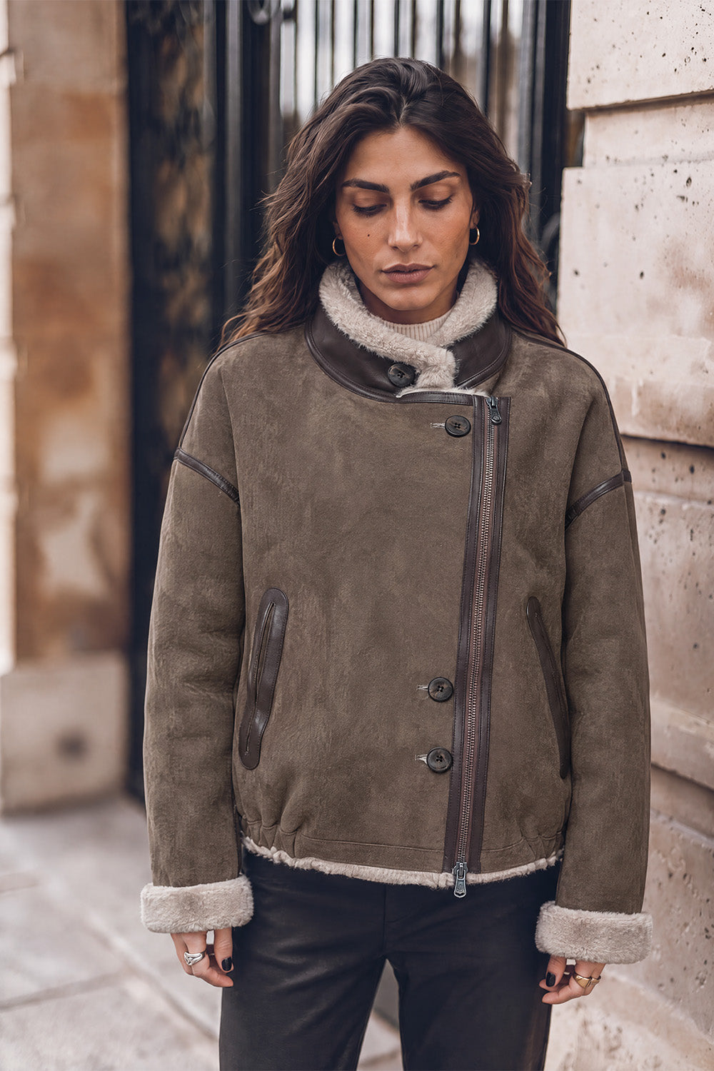 Viktoria Shearling Style Green/Grey
