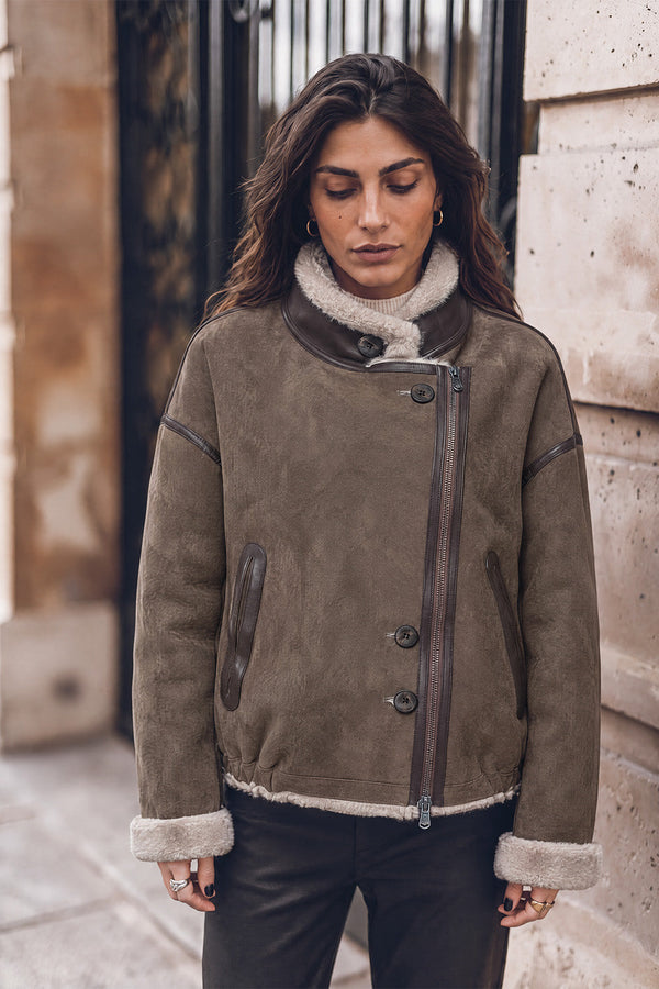 Viktoria Shearling Style Green/Grey