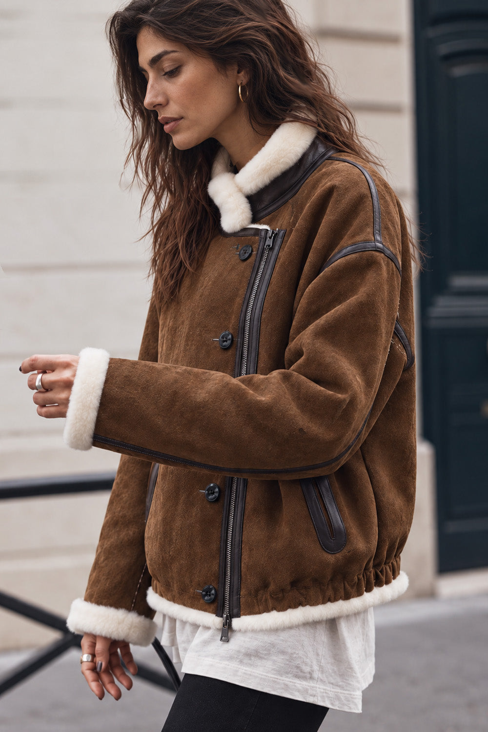 Viktoria Shearling Style Tobacco/Cream