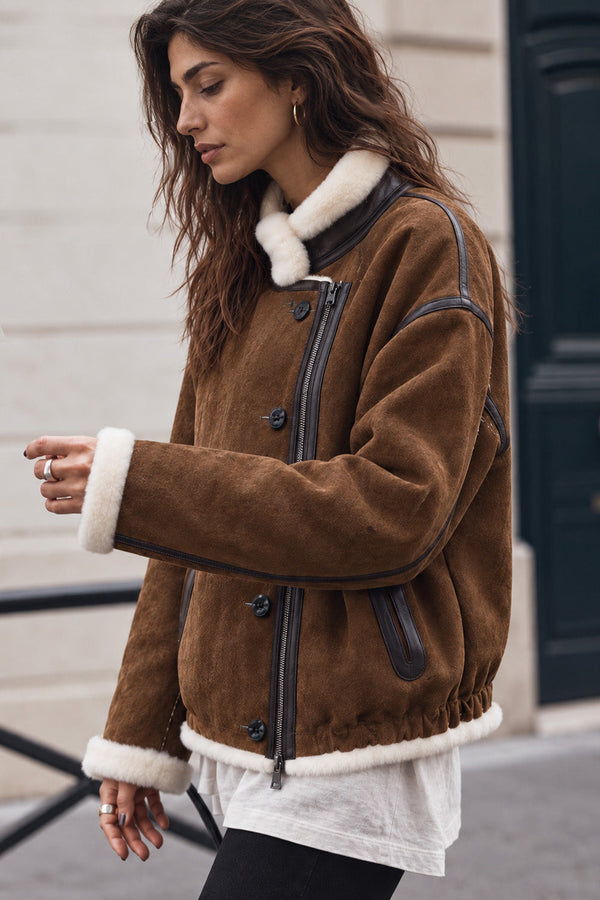 Viktoria Shearling Style Tobacco/Cream