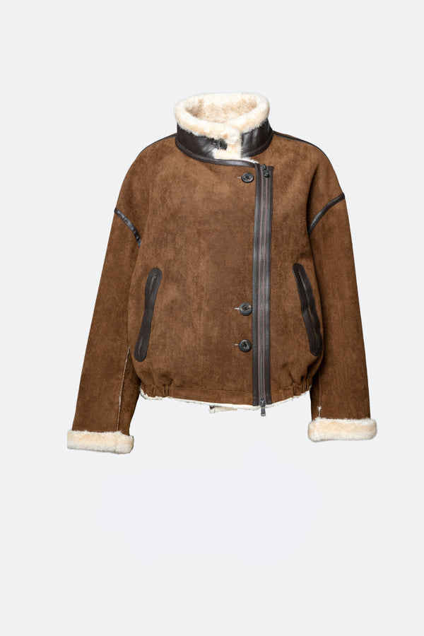 Viktoria Shearling Style Tobacco/Cream