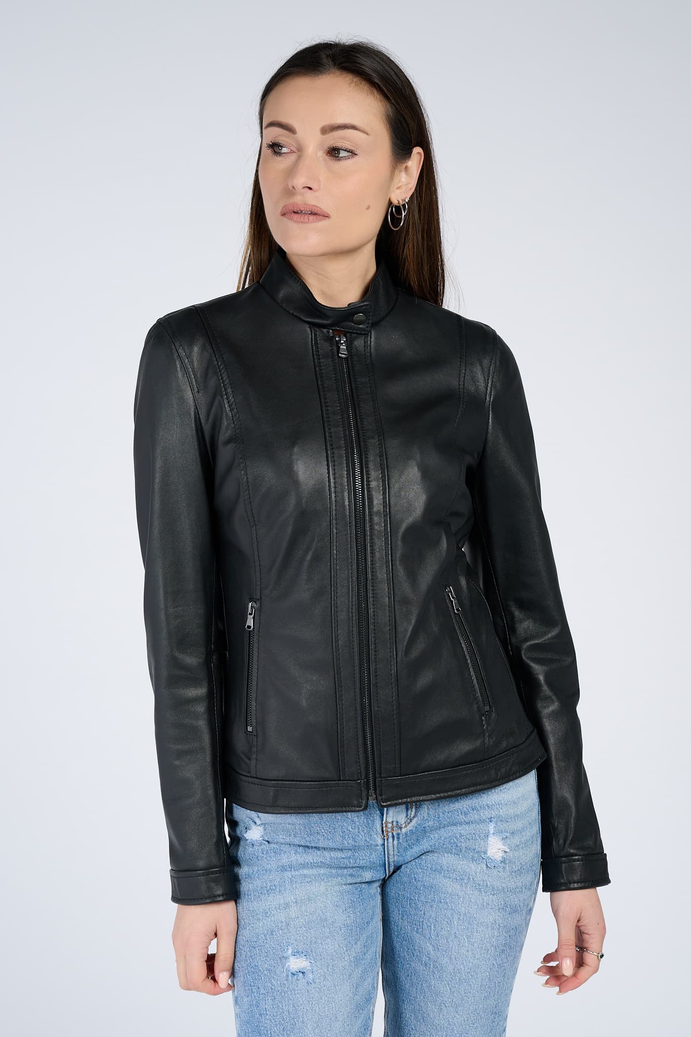 Viola giacca donna 100% vera pelle Made in Italy - Barone Firenze