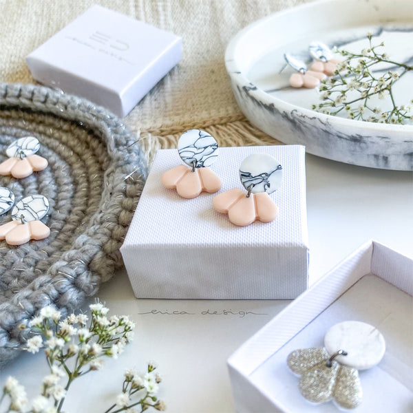 oorbellen met hangers | marmer