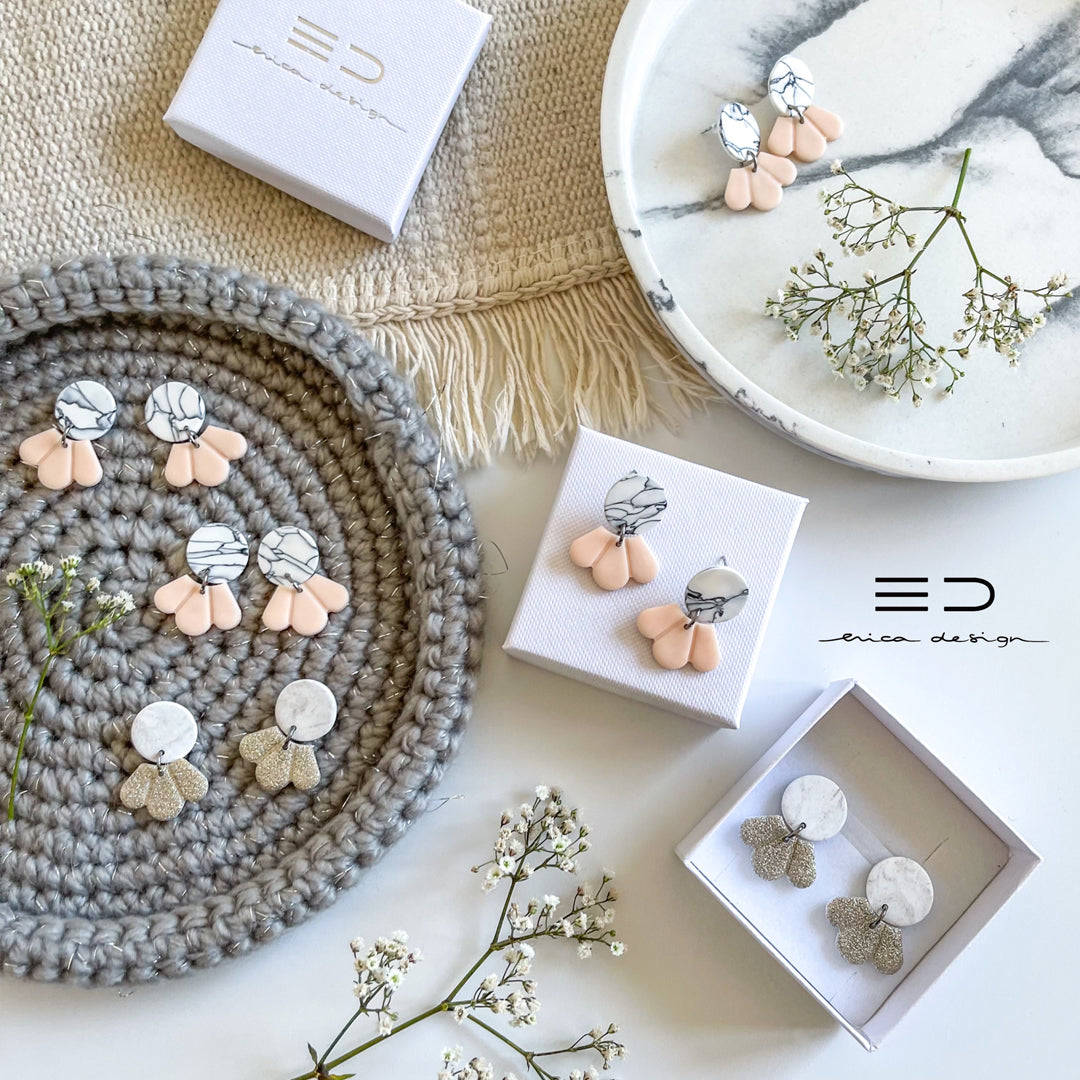 oorbellen met hangers | marmer