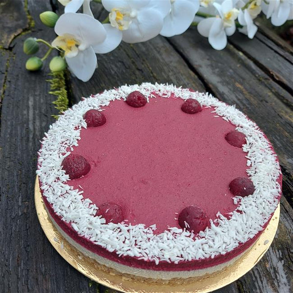 Organic raw cake lemon and sour cherry