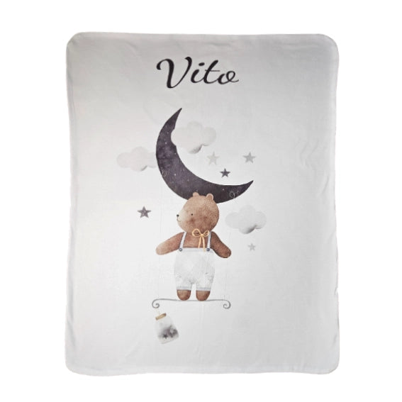 Personalized premium cotton double-layer blanket - Moon Traveler