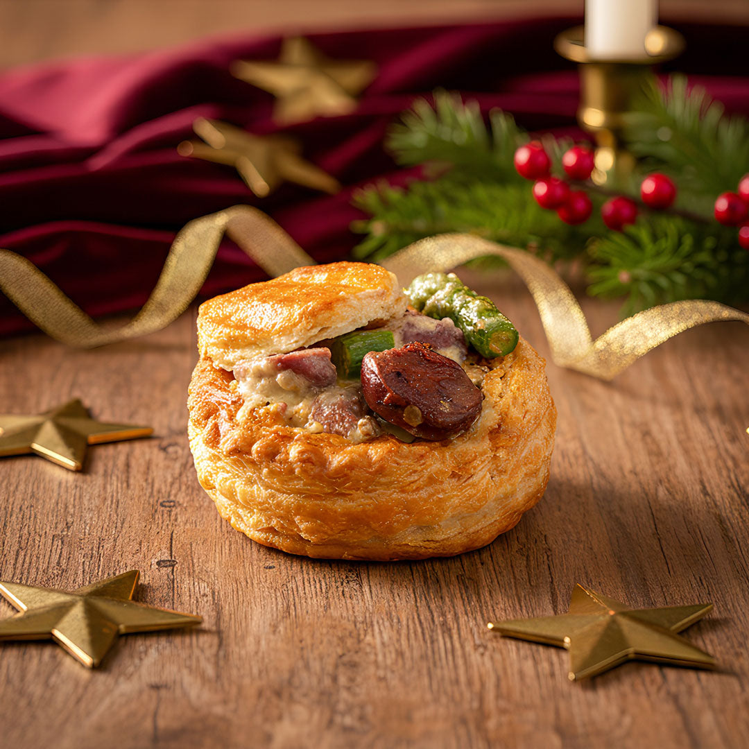 Gascon Vol-au-Vent with Duck Gizzards, Foie Gras & Asparagus