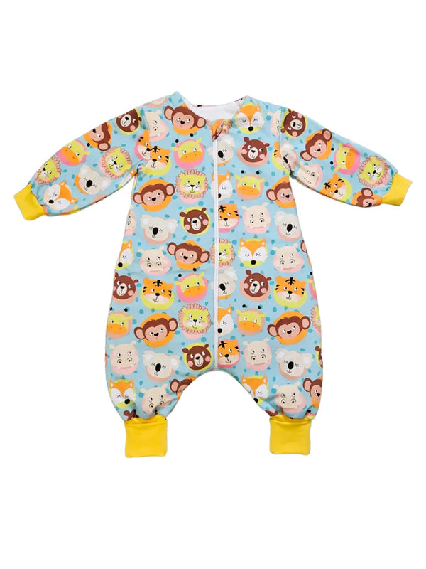 Deblja pamučna vreća za spavanje s nogavicama, rukavima i punilom - Jungle baby animals