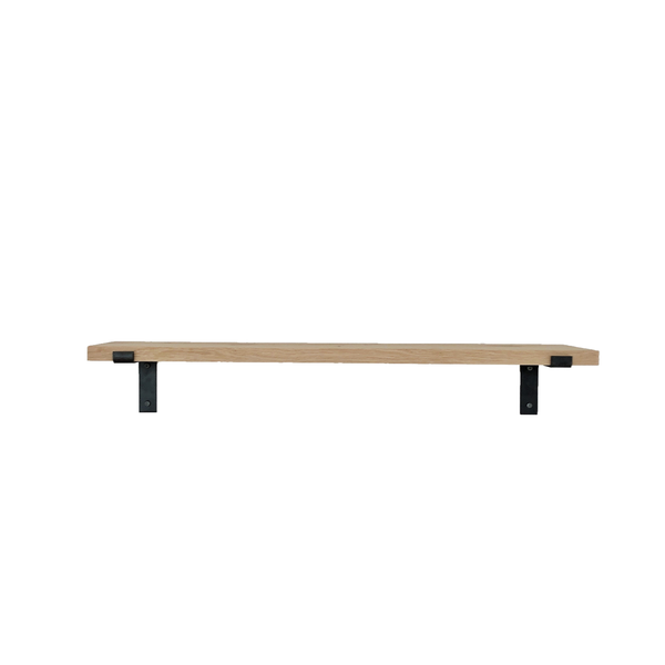 The Industrial L-shaped Shelf Brackets with Oak Shelf - 20 cm