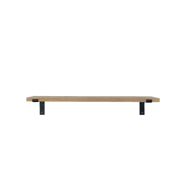 The Industrial L-shaped Shelf Brackets with Oak Shelf - 20 cm