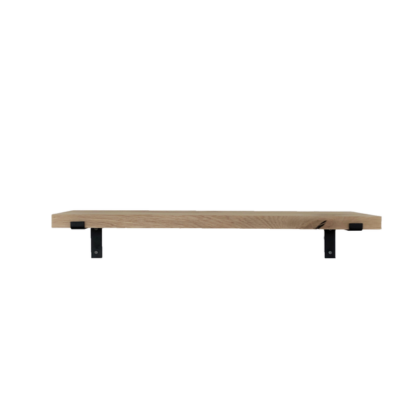 Soportes de estante en forma de L industriales con estante de roble - 25 cm