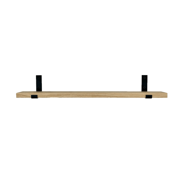 Supports d'étagère en L industriels avec étagère en chêne - 15 cm