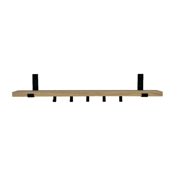 Supports d'étagère en L industriel avec étagère en chêne – 10 cm
