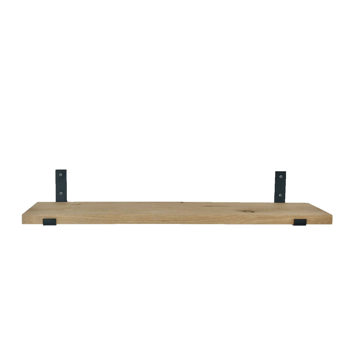 Supports d'étagère en L industriels avec étagère en chêne - 15 cm