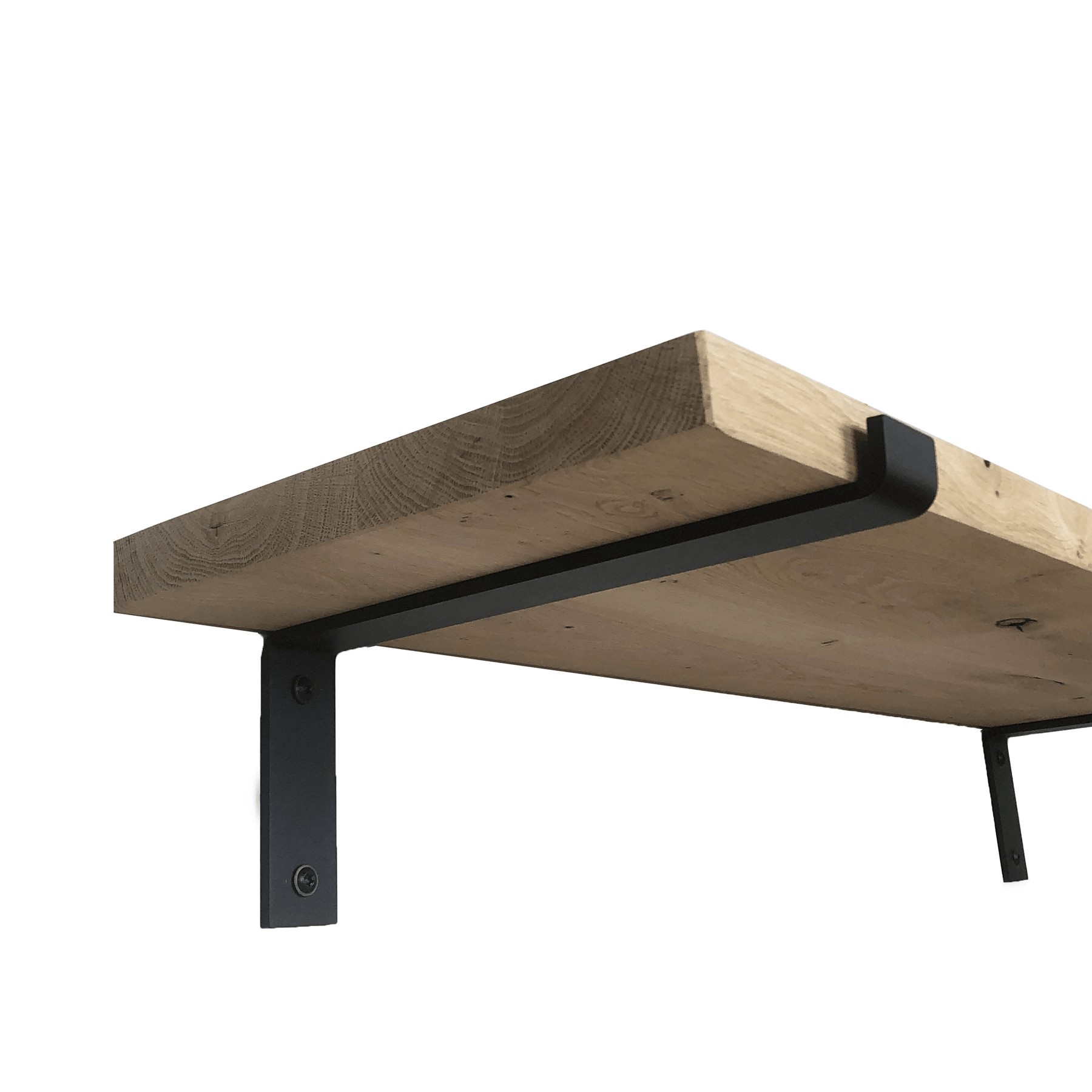 The Industrial L-Shaped Shelf Brackets with Oak Shelf - 30 cm